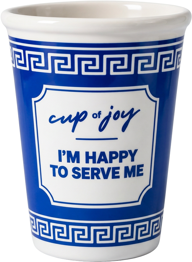 Blue-and-white Cup of Joy cup